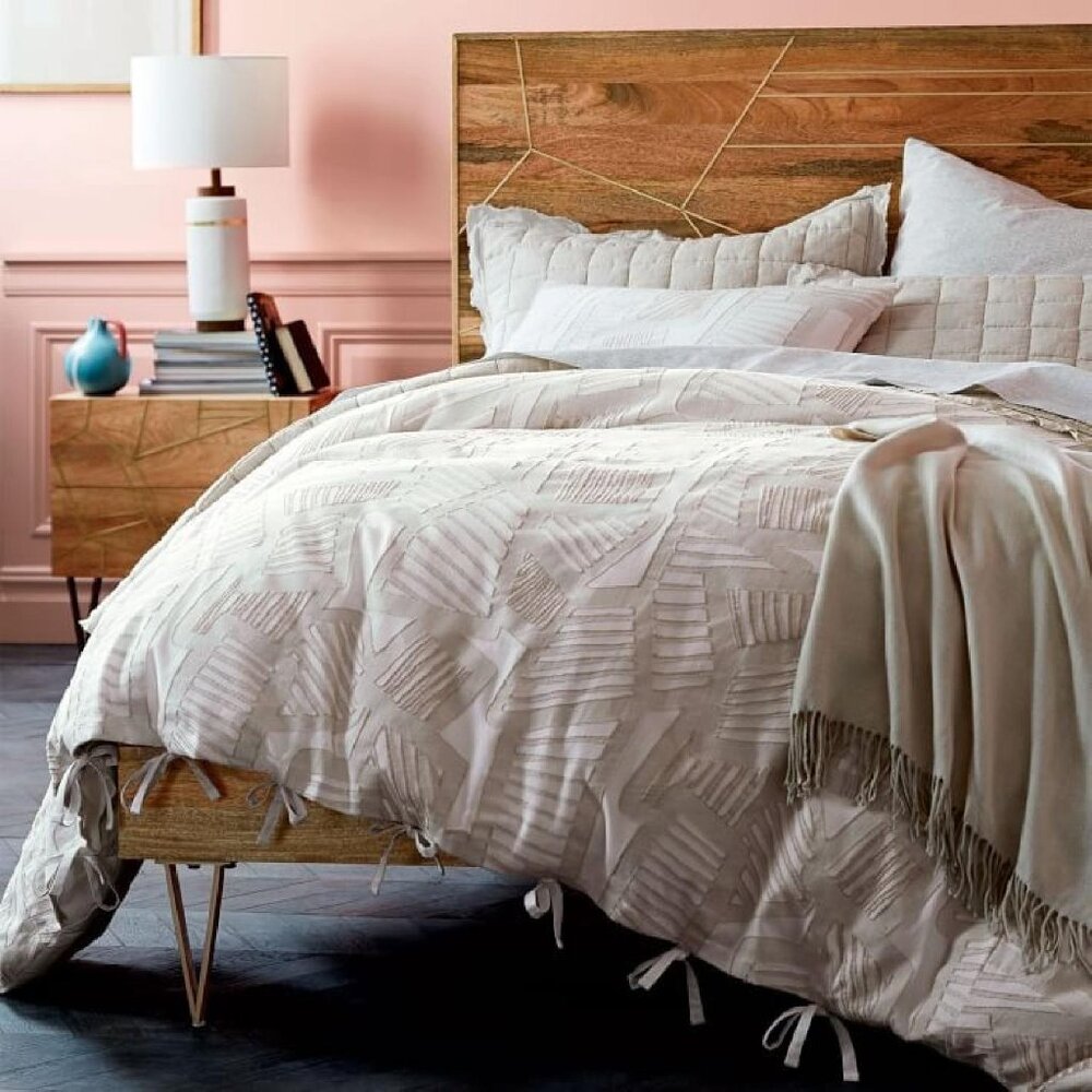 West Elm Roar + Rabbit Organic Bold & Fine Jacquard Duvet & 2 Euro Shams, Stone